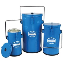 Cole-Parmer Glass Dewar Flask with Handle, Lid, and Lid Clamps, Blue Enameled Steel, 1 L