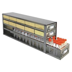 Cole-Parmer Argos Technologies PolarSafe Upright Freezer Drawer Rack, 2 Drawers for 10 Boxes & 1 for (51) 50 mL Tubes