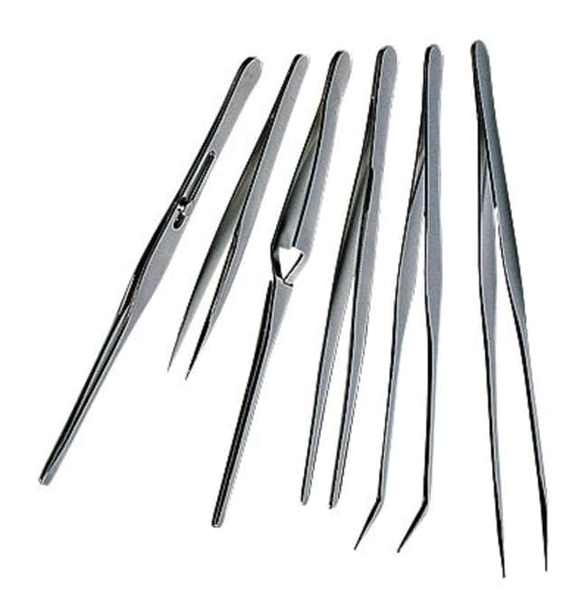ColeParmer General Tools Tweezer Set, SixPieces, Curved, Straight