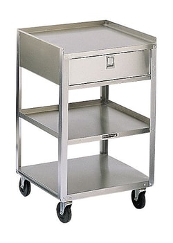 Cole-Parmer Lakeside Carts 359 SS Equipment Cart, No Drawer, Three 18 x 16 in Shelves; 200 lb Capacity