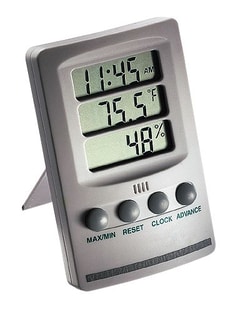Cole-Parmer Extech 445702 Thermohygrometer Clock, 10 to 85% RH/, 14 to