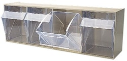 Cole-Parmer Akro-Mils QTB 304 IVORY Tip-Out Bin System, 4-Bin Capacity;