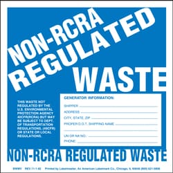 Labelmaster Inc&nbsp;Non-RCRA Regulated Waste Label, w/Generator Info, Stock PVCF