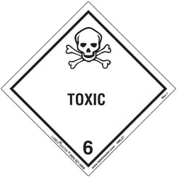 Labelmaster Inc Toxic Label, Worded, Paper, Roll of 500, Quantity: Pack