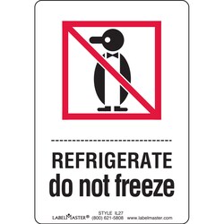 Labelmaster Inc Refrigerate Do Not Freeze Label, Paper, 2 3/4" x 4", 500/roll,