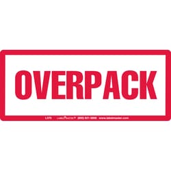 Labelmaster Inc 'OVERPACK' DOT LABEL RED ON WH, Quantity: Each of 1