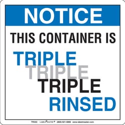 Labelmaster Inc Triple Rinsed Label 6x6”, 100 per pack, Quantity: Pack