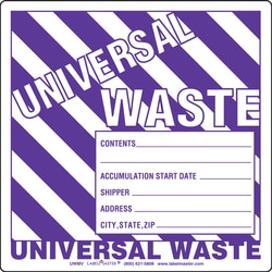 Labelmaster Inc&nbsp;Universal Waste Label w/Generator Info, Stock PVC-Free Film