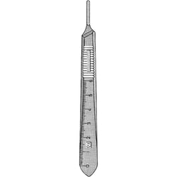 Sklar Instruments&nbsp;Scalpel Handle, Sklar 5 in., #3 with Metric Scale, Serrated, Stainless Steel.