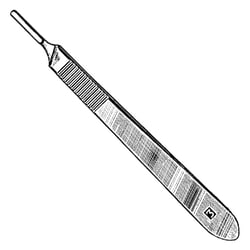 Sklar Instruments&nbsp;Scalpel Handle, Sklar 8-1/2 in., #3L, Serrated, Stainless Steel. Sklar  Scalpel Handle #3L is longer and thinner than handle #3. EA.