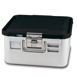 Sklar Instruments Container, Sklar Sterilization Half Size Container, Sklar 11 3/4  in. x 11  in. x 6  in. Sklar Sterilization Half Size Container Non-Perforated Bottom, Black. EA.
