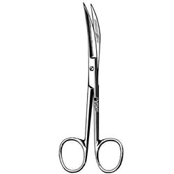 Sklar Instruments&nbsp;Scissors, Sklar Operating Scissors, Sklar 4-1/2 in., Sharp/Sharp, Curved, Smooth, Extra Light, Stainless Steel, Reusable, EA.