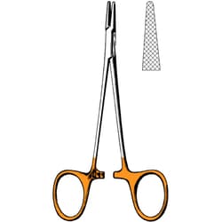 Sklar Instruments&nbsp;Surgi-OR TC Webster Needle Holder, Sklar 5-1/4 in., Straight, Smooth, Finger Rings / Dual Gold, Tungsten Carbide / Stainless Steel. EA.