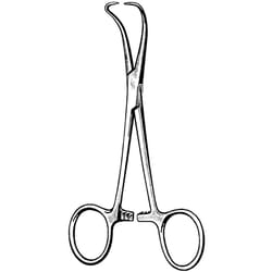 Sklar Instruments Clamp, Surgi-OR Backhaus Towel Clamp, Sklar 5-1/4 in., Curved, Perforated, 1 x 1 Prong, Stainless Steel, EA.