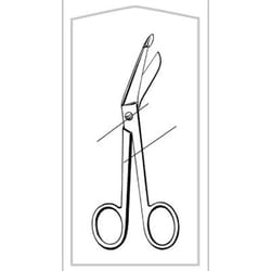 Sklar Instruments&nbsp;Single Use, Econo-Sterile, Lister Bandage Scissors, Sklar 7-1/4 in., Blunt/Blunt, Angled, Smooth, Stainless Steel, Disposable, CS of 25.