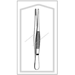 Sklar Instruments&nbsp;Single Use, Econo-Sterile, Dressing Forceps, Sklar 5 in., Blunt, Straight, Serrated, Stainless Steel, Disposable, CS of 100.