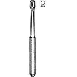 Sklar Instruments&nbsp;Keyes Cutaneous Punch, Sklar 4 in., 4mm, Sharp, Straight, Fenestrated, Knurled, Stainless Steel. EA.