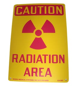Research Products International Corp Caution Radiation Area Sign, Plastic,