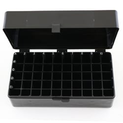 Research Products International Corp Hinged Lid Box, Black, 50 Tube Capacity,