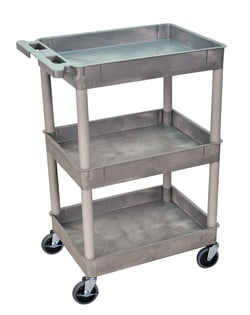 Research Products International Corp Compact Utility Tub Cart, Three Shelf Unit, 18 x 24 x 39.25 Inches, Gray