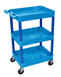 Research Products International Corp Compact Utility Tub Cart, Three Shelf Unit, 18 x 24 x 39.25 Inches, Blue