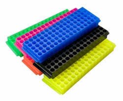 Research Products International Corp Micro-Tube Rack, 80 Tube Capacity, Fluorescent Pink Color, 5 per Case