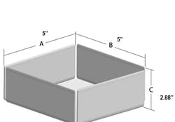 Research Products International Corp STORAGE BOX, STD 3 INCH, ALUMINUM WITHOUT LID, 5 X 5 X 2 7/8 INCHES