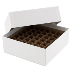 Research Products International Corp Cardboard Micro-Tube Storage Box Set w/ Partition, 49 Capacity