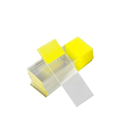 Research Products International Corp Diamond White Glass Microscope Slides, 25 x 75mm, Charged, Ground Edges with 90 degree Corners, Frosted Yellow, 144 Slides per Case