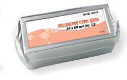 Research Products International Corp Microscope Slide Cover Glass, Number 1.5, 175mm Thick, 24 x 50mm, 56 per Box, 10 Boxes per Case