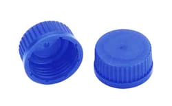 Research Products International Corp&nbsp;GL 45 Polypropylene Color Coded Caps, Fits KimCote Bottles and Erlenmeyer Flasks, Blue, 10 per Case