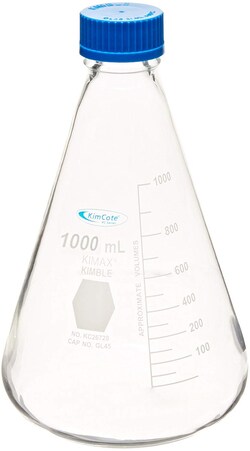 Research Products International Corp KimCote Plastic Coated Erlenmeyer Flask, 1000 ml, 6 per Case