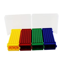 Research Products International Corp Sliplock Flipper Rack, Four Racks (Green, Yellow, Red and Blue) and Two Lids per Case