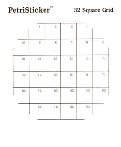 Research Products International Corp PetriStickers, 32 Square Grid, 3 Inch