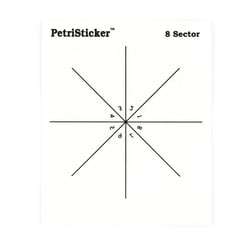 Research Products International Corp PetriStickers, 8 Section Pie, 3 Inch Diameter, 36 per Package