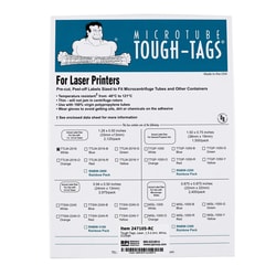Research Products International Corp Tough-Tags for Laser Printers (1.5 - 2.0 ml Tubes), White, Round Corners, 2125 per Package