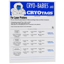 Research Products International Corp&nbsp;Cryo-Babies Labels, Laser Sheet, 0.5ml Tubes, 0.94 x 0.5 Inches, Yellow, 2,380 per Package