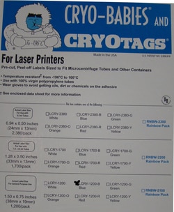 Research Products International Corp Cryo-Tags Labels, Laser Sheet, 1.5