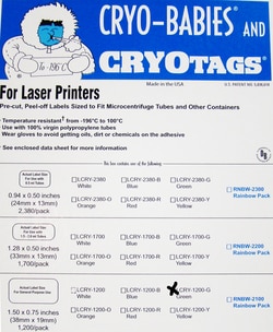 Research Products International Corp Cryo-Tags Labels, Laser Sheet, 1.5