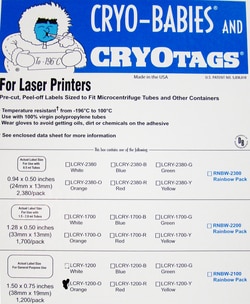 Research Products International Corp Cryo-Tags Labels, Laser Sheet, 1.5