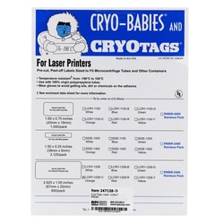 Research Products International Corp&nbsp;Cryo-Tags Labels, Laser Sheet, 2.63 x 1 Inch, Orange, 600 per Package