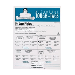 Research Products International Corp&nbsp;Tough-Tags Sheets for Laser Printers, General Purpose, 1.50 x 0.75 Inches, White, 1,500 per Package