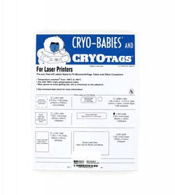 Research Products International Corp&nbsp;Cryo-Tags Labels, Laser Sheets, 2.5 x 0.5 Inches, White, 1,200 per Package