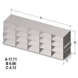 Research Products International Corp Freezer Rack for 25 Place Slides, Stainless Steel, 5 x 4 Array, Dimensions (Inches) 4 1/8 x 17 3/8 x 6 5/8H