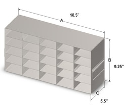 Research Products International Corp&nbsp;Upright Freezer Rack for 96-Deep Well Plates, Rack Dimensions (Inches): 18 1/2 x 5 1/2 x 9 3/16H