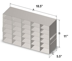 Research Products International Corp&nbsp;Upright Freezer Rack for 96-Deep Well Plates, Rack Dimensions (Inches): 18 1/2 x 5 1/2 x 11H