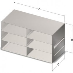 Research Products International Corp&nbsp;Upright Freezer Rack for Hinged-Top Plastic Boxes, 2 x 3 Array, 12 1/2 x 5 7/8 x 7 Inches