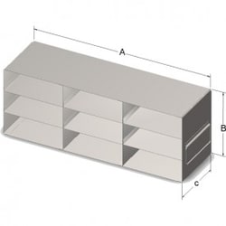 Research Products International Corp Upright Freezer Rack for Hinged-Top Plastic Boxes, 3 x 3 Array, 18 3/4 x 5 7/8 x 7 Inches