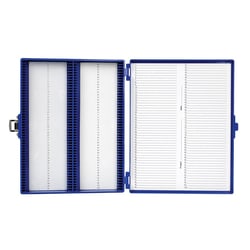 Research Products International Corp&nbsp;Microscope Slide Box, 100 Slide Capacity, White, Foam Lining, 208 x 175 x 34 mm