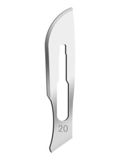Research Products International Corp Dissecting Blade, Stainless Steel, Size 20, Sterile, Individually Wrapped, 100 per Case